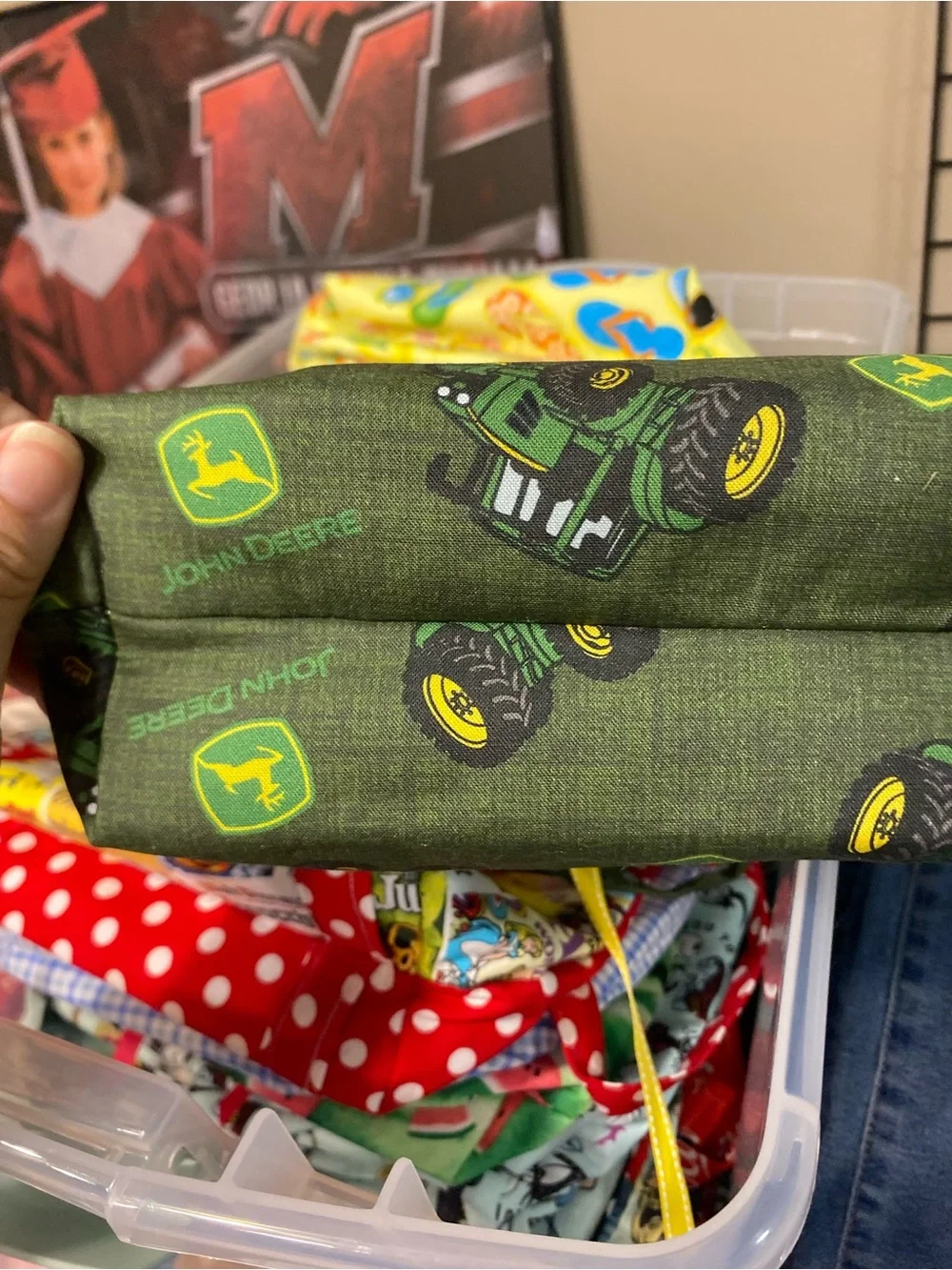 John Deere homemade Green Bag with Tractor Print